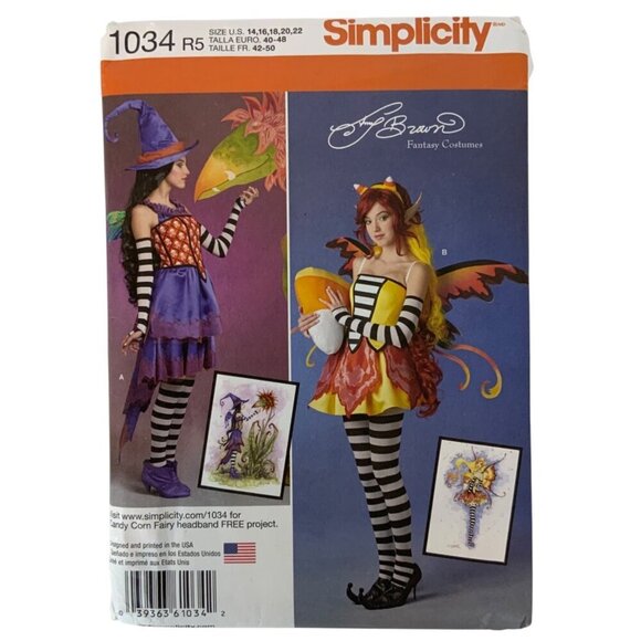 Simplicity 1034 Amy Brown Fantasy Costume Sewing Pattern 2015 Womens 14-22 UNCUT - Picture 1 of 3
